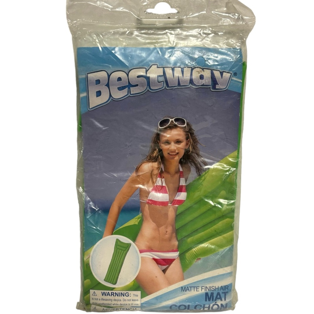 Vtg Pool Raft BESTWAY Matt Finish Air Mat Green NOS NIP